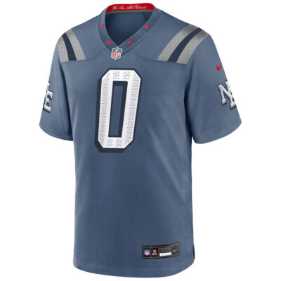 Alternative view of Christian Gonzalez New England Patriots Storm Blue 2025 Rivalries Collection Game Jersey - All Stitched