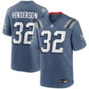 TreVeyon Henderson New England Patriots Storm Blue 2025 Rivalries Collection Game Jersey - All Stitched