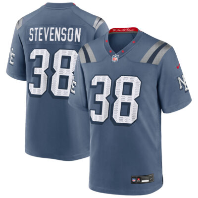 Rhamondre Stevenson New England Patriots Storm Blue 2025 Rivalries Collection Game Jersey - All Stitched