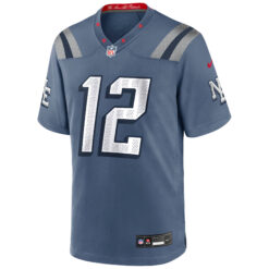 Alternative view of Tom Brady New England Patriots Storm Blue 2025 Rivalries Collection Game Jersey - All Stitched