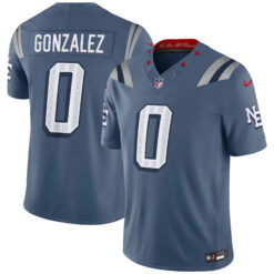 Christian Gonzalez New England Patriots Storm Blue 2025 Rivalries Collection Limited Jersey - All Stitched