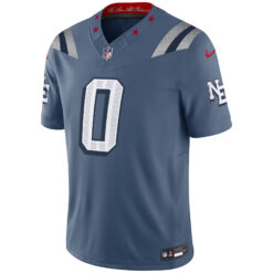 Alternative view of Christian Gonzalez New England Patriots Storm Blue 2025 Rivalries Collection Limited Jersey - All Stitched