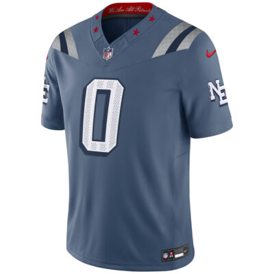 Alternative view of Christian Gonzalez New England Patriots Storm Blue 2025 Rivalries Collection Limited Jersey - All Stitched
