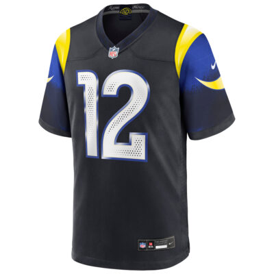 Alternative view of Puka Nacua Los Angeles Rams Midnight Blue 2025 Rivalries Collection Game Jersey - All Stitched