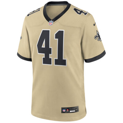 Alternative view of Alvin Kamara New Orleans Saints Gold 2025 Rivalries Collection Game Jersey - All Stitched