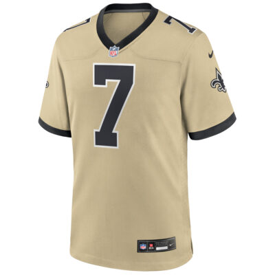 Alternative view of Taysom Hill New Orleans Saints Gold 2025 Rivalries Collection Game Jersey - All Stitched