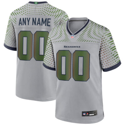 Custom Seattle Seahawks Wolf Grey 2025 Rivalries Collection Game Jersey - All Stitched