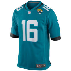 Alternative view of Trevor Lawrence Jacksonville Jaguars Teal Home Game Jersey - All Stitched