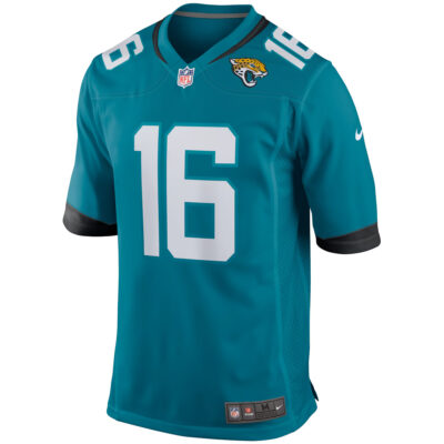 Alternative view of Trevor Lawrence Jacksonville Jaguars Teal Home Game Jersey - All Stitched