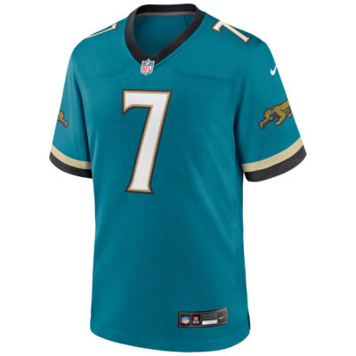 Alternative view of Brian Thomas Jr Jacksonville Jaguars Teal Prowler Throwback Game Jersey - All Stitched