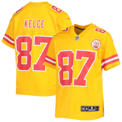 Travis Kelce Kansas City Chiefs Gold Inverter Game Jersey - All Stitched