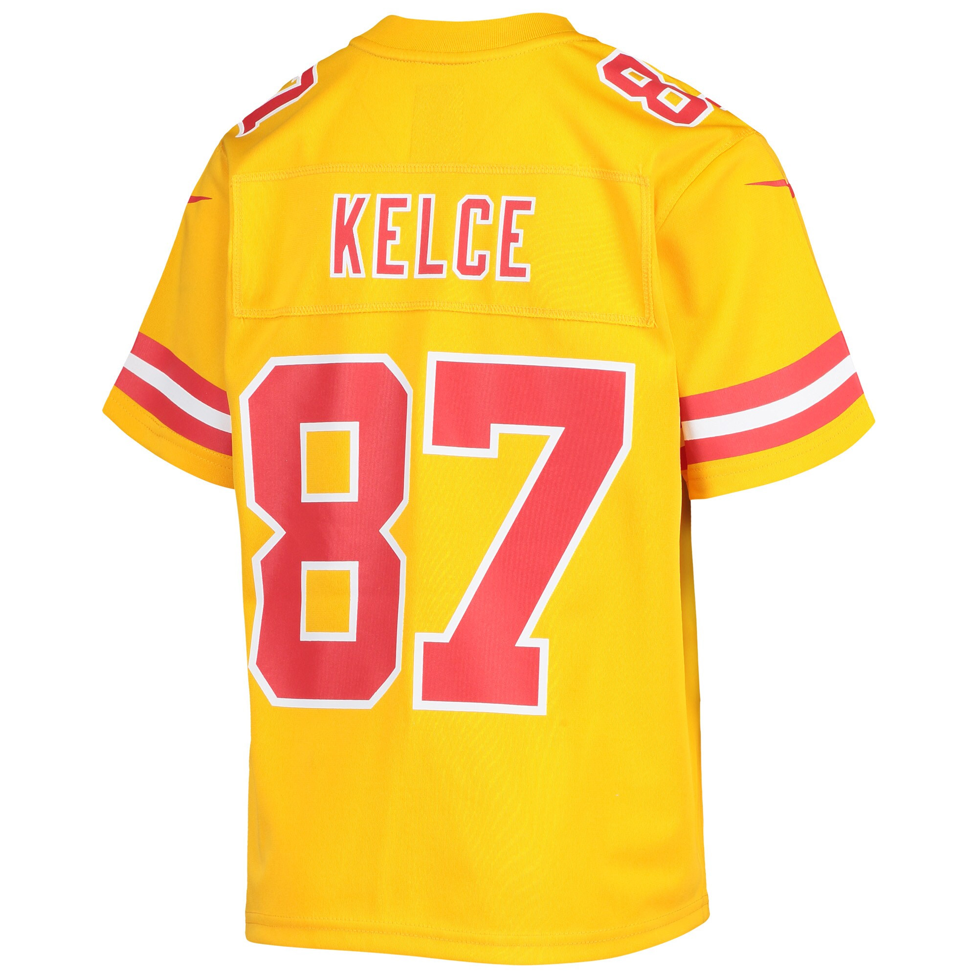 Travis Kelce Kansas City Chiefs Gold Inverter Game Jersey - All Stitched - Image 3