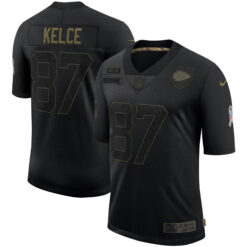 Travis Kelce Kansas City Chiefs Black 2020 Salute To Service Limited Jersey - All Stitched