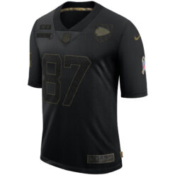 Alternative view of Travis Kelce Kansas City Chiefs Black 2020 Salute To Service Limited Jersey - All Stitched