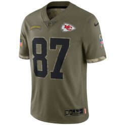 Alternative view of Travis Kelce Kansas City Chiefs Olive 2022 Salute To Service Limited Jersey - All Stitched