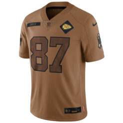 Alternative view of Travis Kelce Kansas City Chiefs Brown 2023 Salute To Service Limited Jersey - All Stitched
