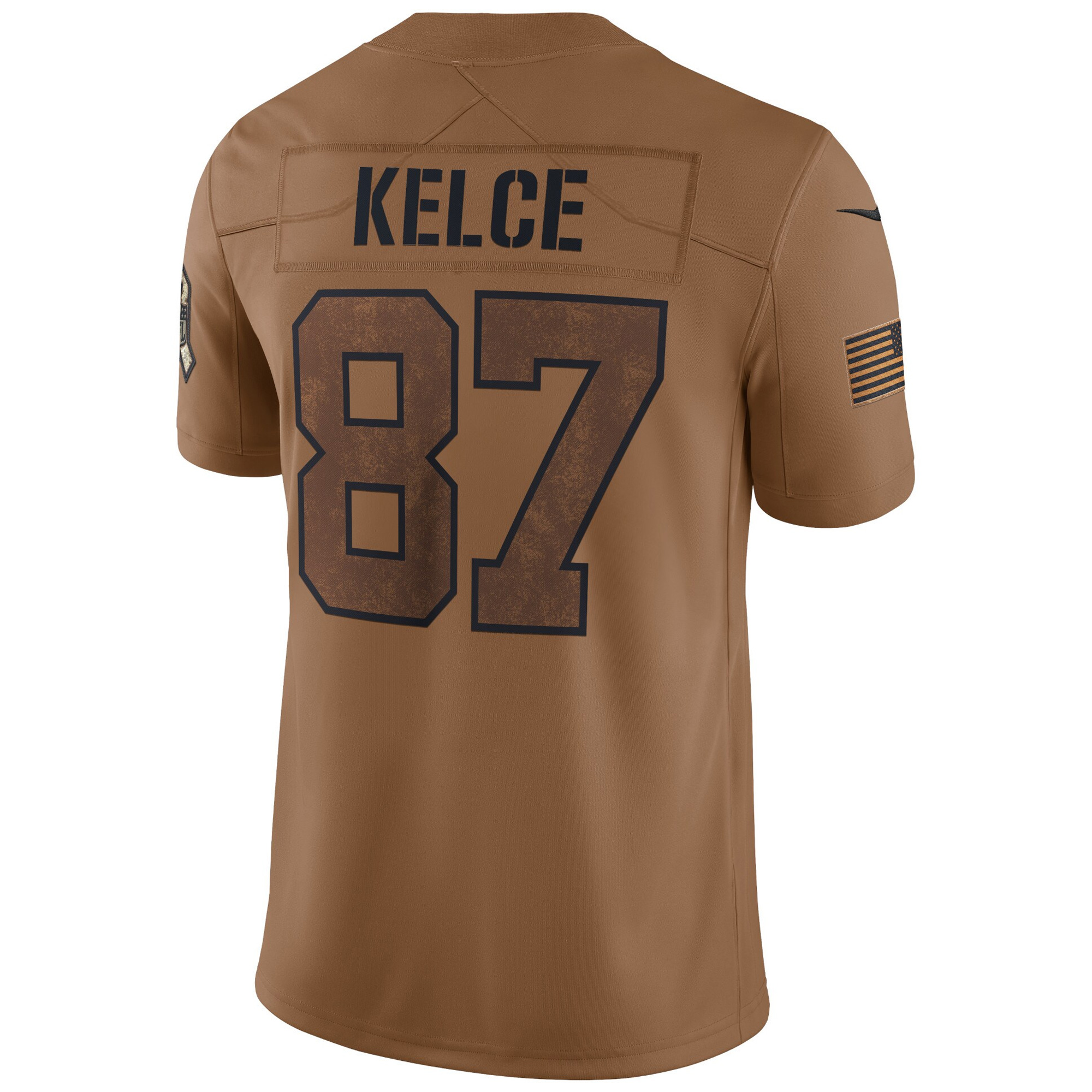 Travis Kelce Kansas City Chiefs Brown 2023 Salute To Service Limited Jersey - All Stitched - Image 3