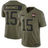 Patrick Mahomes Kansas City Chiefs Olive 2025 Salute To Service Limited Jersey - All Stitched
