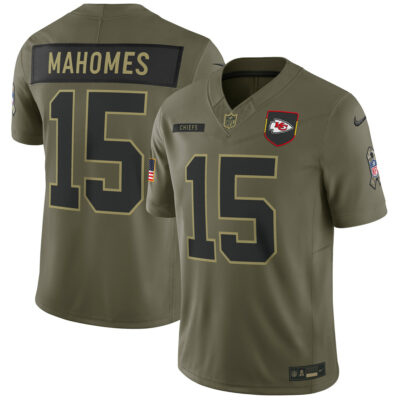 Patrick Mahomes Kansas City Chiefs Olive 2025 Salute To Service Limited Jersey - All Stitched
