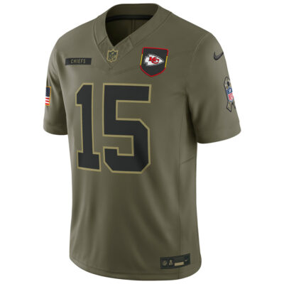Alternative view of Patrick Mahomes Kansas City Chiefs Olive 2025 Salute To Service Limited Jersey - All Stitched