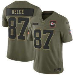 Travis Kelce Kansas City Chiefs Olive 2025 Salute To Service Limited Jersey - All Stitched