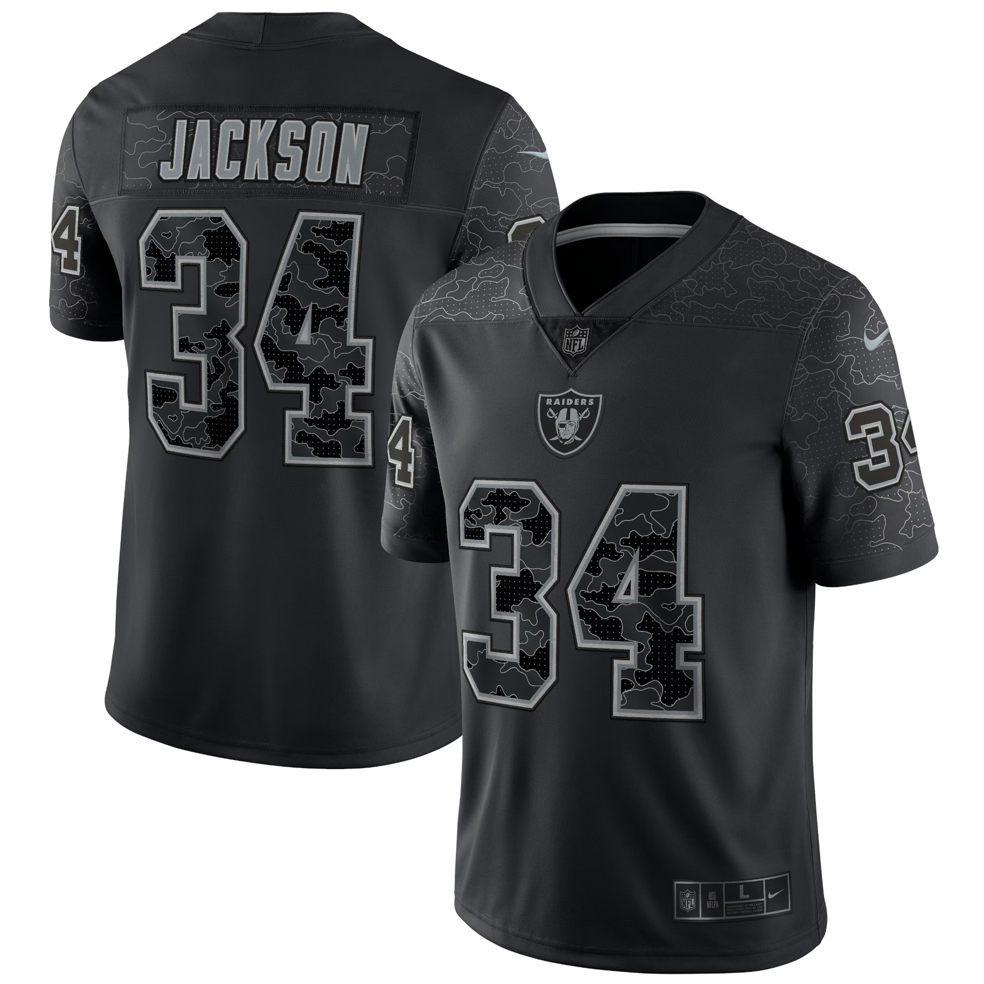 Bo Jackson Las Vegas Raiders Black RFLCTV Limited Jersey - All Stitched