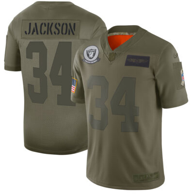 Bo Jackson Las Vegas Raiders Olive 2019 Salute To Service Limited Jersey - All Stitched