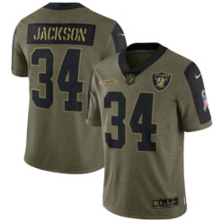 Bo Jackson Las Vegas Raiders Olive 2021 Salute To Service Limited Jersey - All Stitched