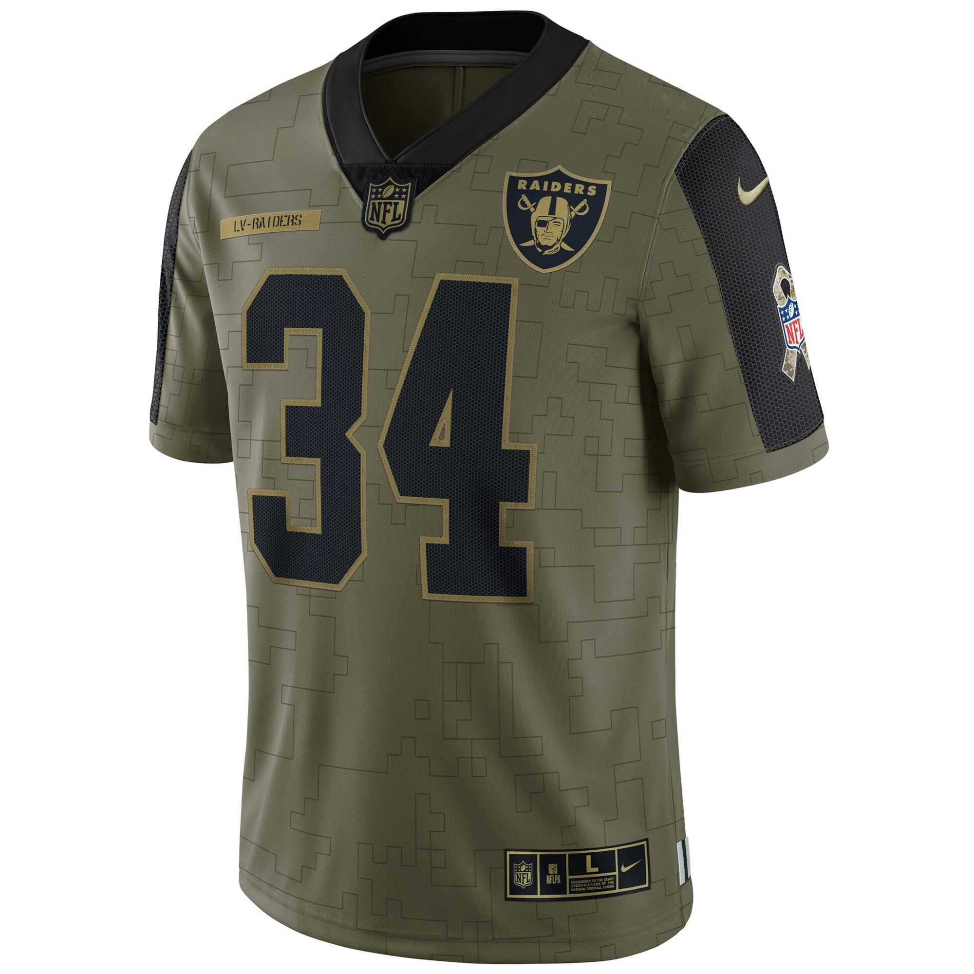 Bo Jackson Las Vegas Raiders Olive 2021 Salute To Service Limited Jersey - All Stitched - Image 2