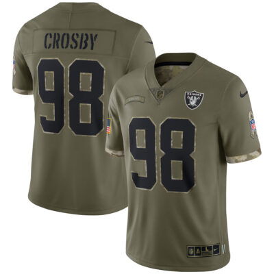 Maxx Crosby Las Vegas Raiders Olive 2022 Salute To Service Limited Jersey - All Stitched