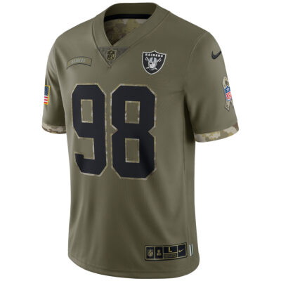Alternative view of Maxx Crosby Las Vegas Raiders Olive 2022 Salute To Service Limited Jersey - All Stitched