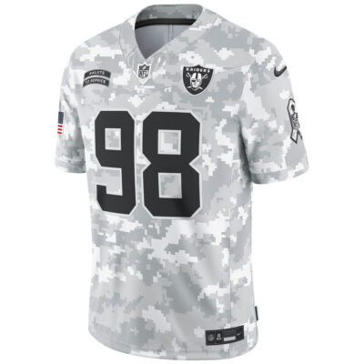Alternative view of Maxx Crosby Las Vegas Raiders Arctic Camo 2024 Salute To Service Limited Jersey - All Stitched