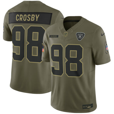 Maxx Crosby Las Vegas Raiders Olive 2025 Salute To Service Limited Jersey - All Stitched