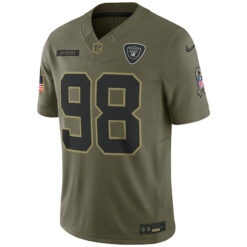 Alternative view of Maxx Crosby Las Vegas Raiders Olive 2025 Salute To Service Limited Jersey - All Stitched