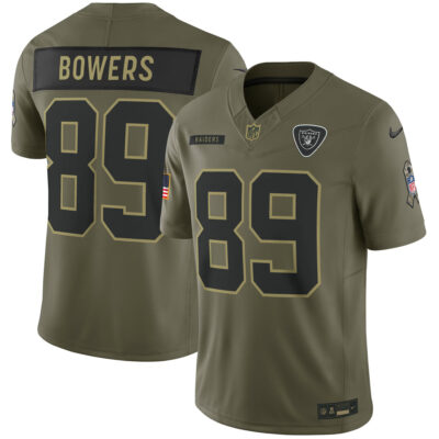 Brock Bowers Las Vegas Raiders Olive 2025 Salute To Service Limited Jersey - All Stitched