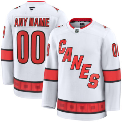 Custom Carolina Hurricanes White Away Premium Jersey - All Stitched