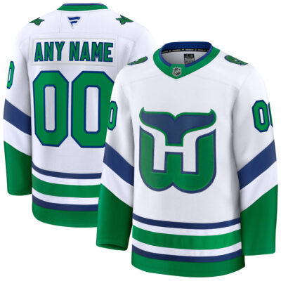 Custom Carolina Hurricanes White Throwback Premium Jersey - All Stitched