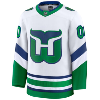 Alternative view of Custom Carolina Hurricanes White Throwback Premium Jersey - All Stitched