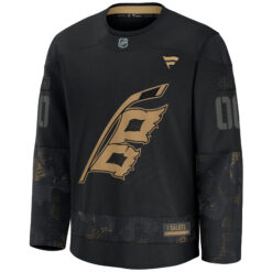 Alternative view of Custom Carolina Hurricanes Black 2024 Military Appreciation Jersey - All Stitched