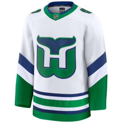 Alternative view of Carolina Hurricanes White Throwback Premium Jersey - All Stitched