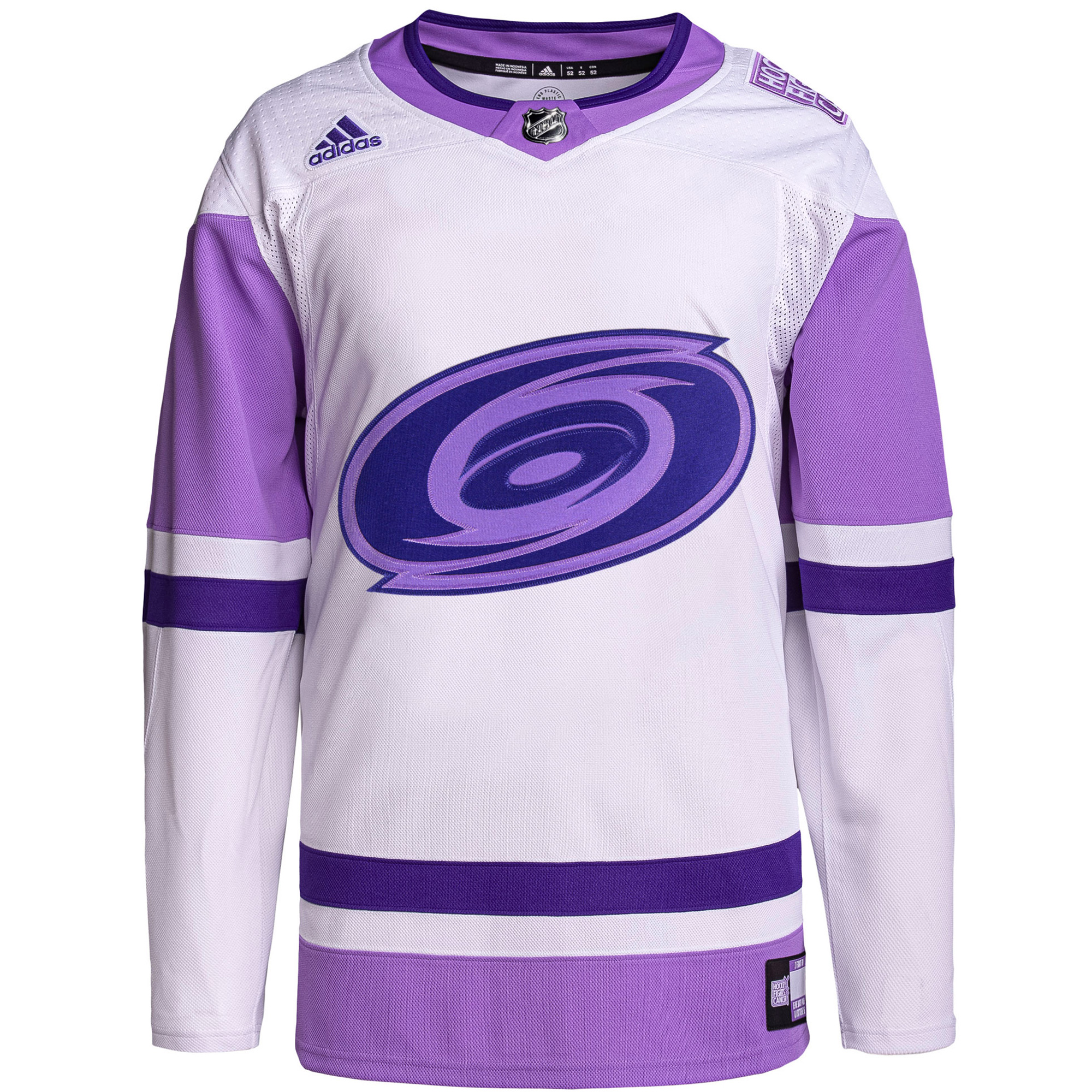 Carolina Hurricanes White Purple Hockey Fights Cancer Jersey - All Stitched - Image 2