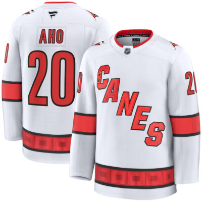 Sebastian Aho Carolina Hurricanes White Away Premium Jersey - All Stitched