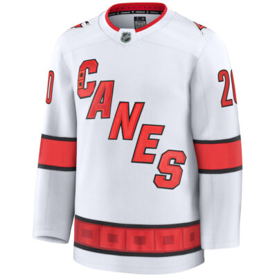 Alternative view of Sebastian Aho Carolina Hurricanes White Away Premium Jersey - All Stitched