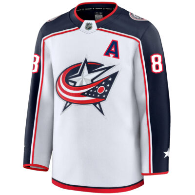 Alternative view of Zach Werenski Columbus Blue Jackets White Away Premium Jersey - All Stitched