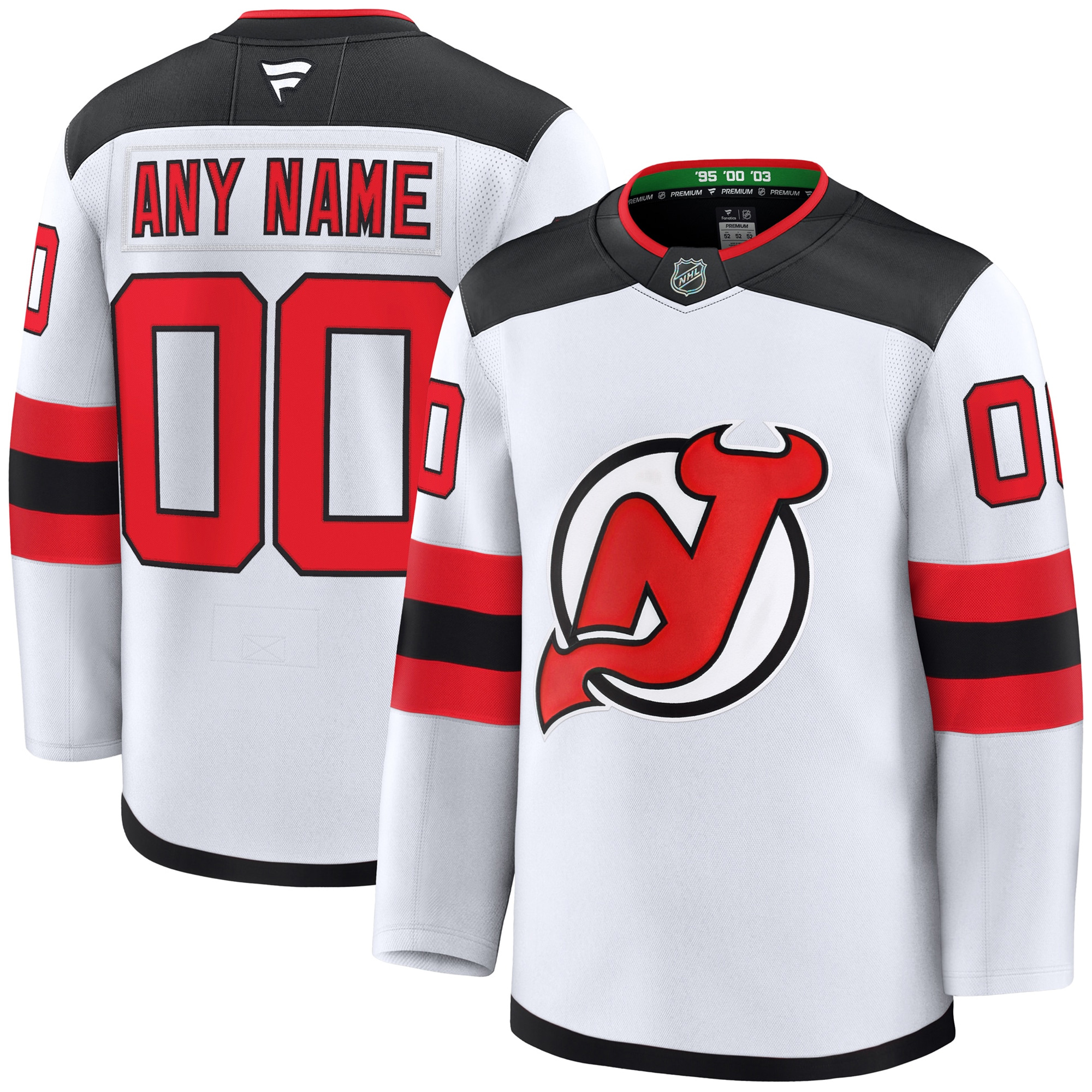 Custom New Jersey Devils White Away Premium Jersey - All Stitched