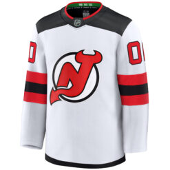 Alternative view of Custom New Jersey Devils White Away Premium Jersey - All Stitched