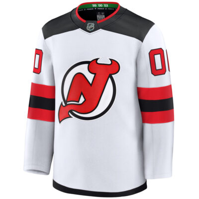 Alternative view of Custom New Jersey Devils White Away Premium Jersey - All Stitched