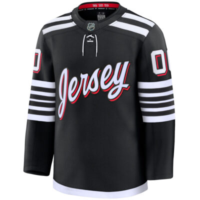 Alternative view of Custom New Jersey Devils Black Alternate Premium Jersey - All Stitched