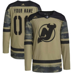 Custom New Jersey Devils Olive Military Appreciation Jersey - All Stitched