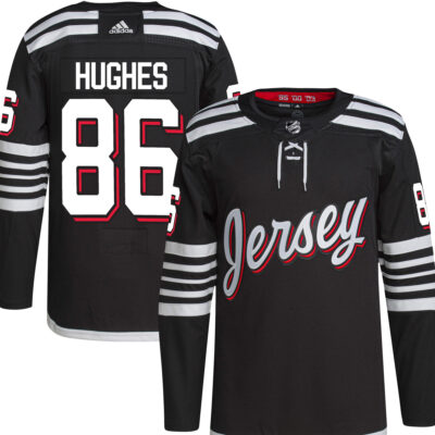 Jack Hughes New Jersey Devils Black Alternate Primegreen Jersey - All Stitched